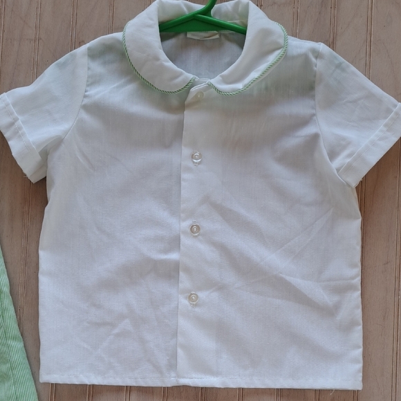 The Pond Vintage Green Pinstripes  Romper Patchwork Lamb 2 Piece Lightweight - Picture 9 of 12